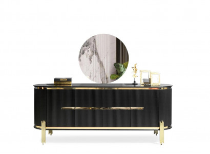 Modernes Sideboard Edelstahlmöbel Anrichte Kommode Schrank Schwarz Neu